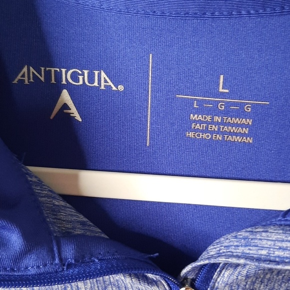 Antigua Blue Quarter-Zip Pullover with Emblem - Picture 3 of 5